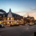 Street and architecture of Gramado city at sunset - Gramado, Rio Grande do Sul, Brazil