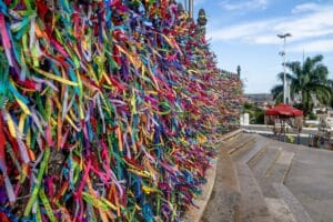 Colorful ribbons of Lord of Bonfim and Nosso Senhor do Bonfim Church - Salvador, Bahia, Brazil