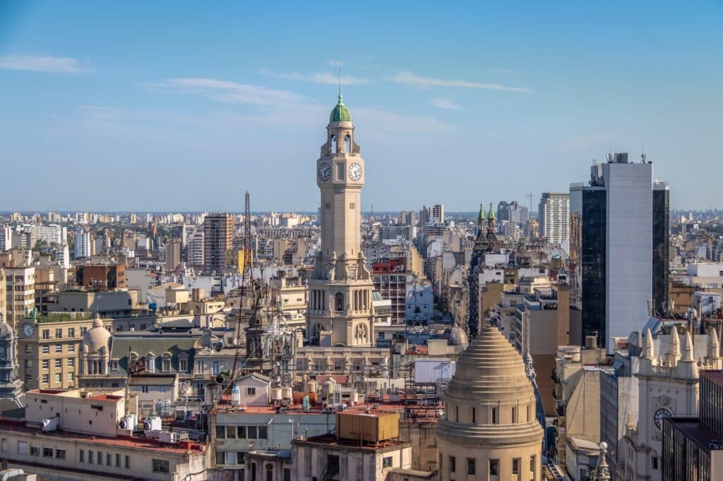 Buenos Aires City Legislature Tower and downtown aerial view - Buenos Aires, Argentina